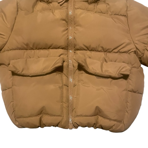 H&M Toddler Tan Puffer Jacket Detachable Hood Pockets Size 2T - Picture 5 of 6